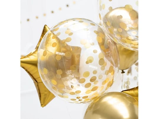 PartyDeco ORB16-2-019, Ilmapallo, Kulta, Läpinäkyvä, Yksivärinen, Syntymäpäivä, Pyöreä, 40 cm