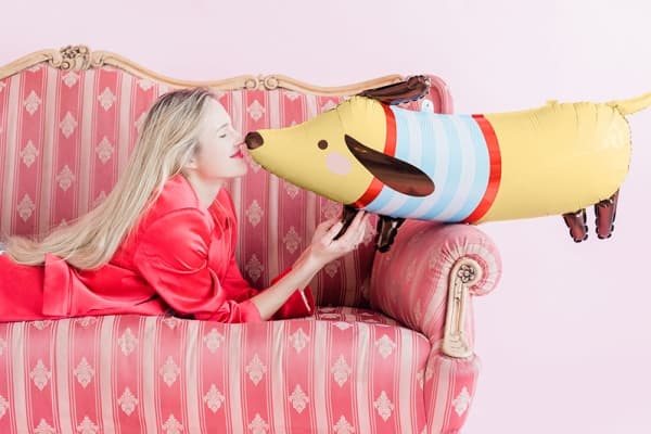 PartyDeco Dachshund, Ilmapallo, Valikoidut värit, Syntymäpäivä, Koira (muoto), 400 mm, 920 mm