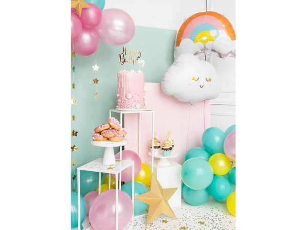 PartyDeco FB98, Lekeballong, Folie, Gull, Rosa, Hvit, Temafest, Figur, Ikke for barn under 36 måneder