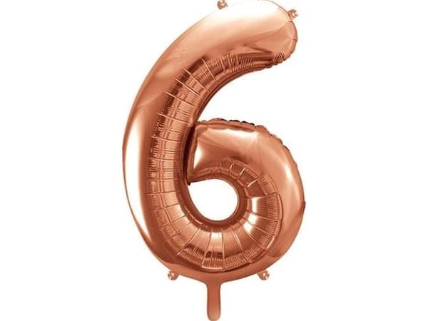 Party Deco Folieballong Siffran "6", 86 cm, roséguld universal