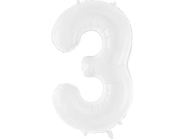 PartyDeco Folieballong 3 86cm hvit