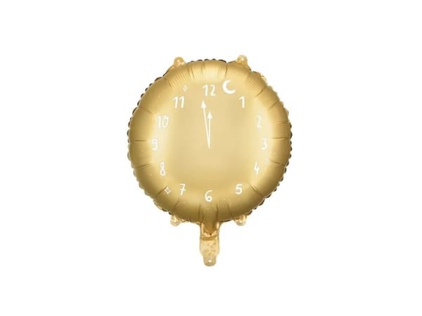 PartyDeco Folieballongklokke 45cm gull