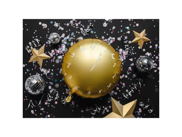 PartyDeco Folieballongklokke 45cm gull