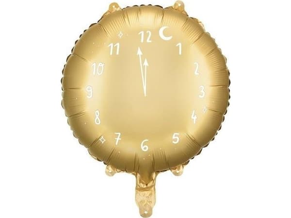 PartyDeco Folieballongklokke 45cm gull
