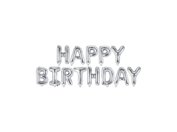 Party Deco Balon foliowy HAPPY BIRTHDAY, srebrny, 340x35 cm uniwersalny