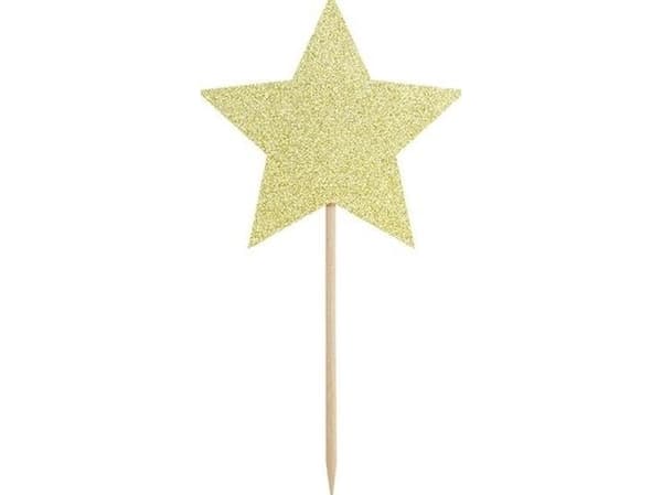 Party Deco Topper, tähdet, kultainen, 11,5 cm, 6 kpl yleiskäyttöinen