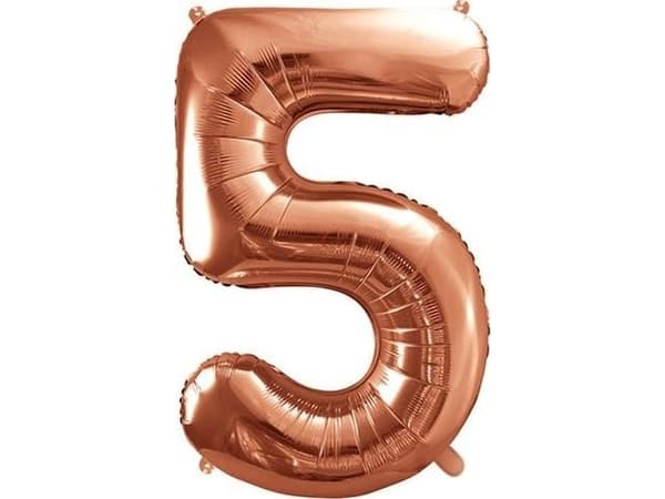 Party Deco Folieballong Nummer "5", 86cm, rosa gull, universal