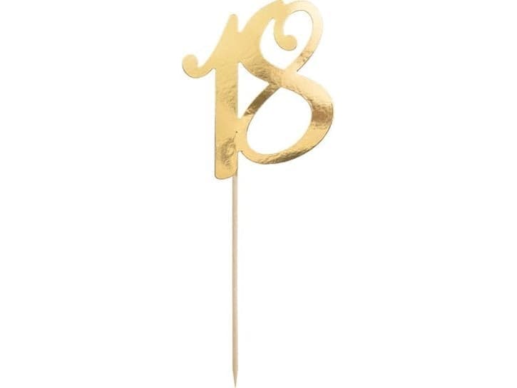 Cake topper "18", gold, 20.5cm one size