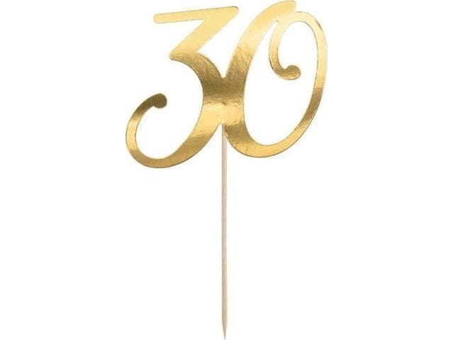 Cake topper "30", gold, 20.5cm one size
