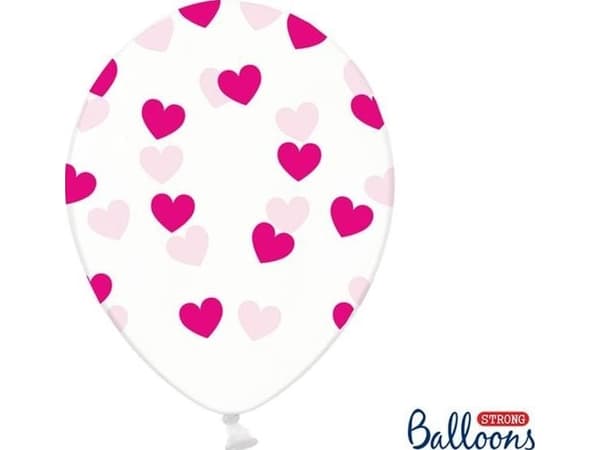 Party Deco Strong ballonger, fuchsia hjerter, 30 cm, 6 stk universal