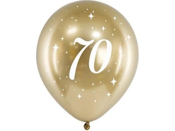 Blanke 70 ballonger 30cm gylne 6stk