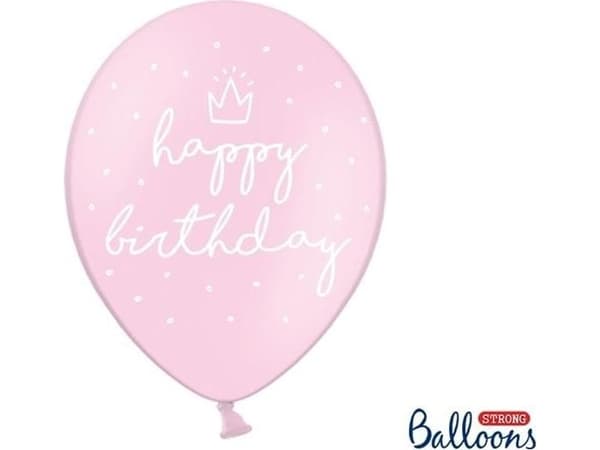 Party Deco Birthday balloons, Happy Birthday, pink, 30 cm, 50 pcs. Universal
