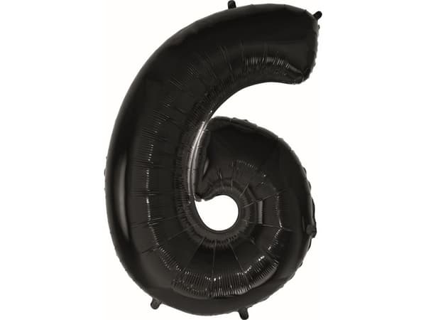 GoDan Folieballong CYFRA 6, B&C, svart - 92 cm