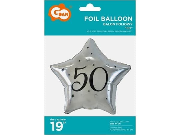 GoDan folio ilmapallo 50. tähti hopea