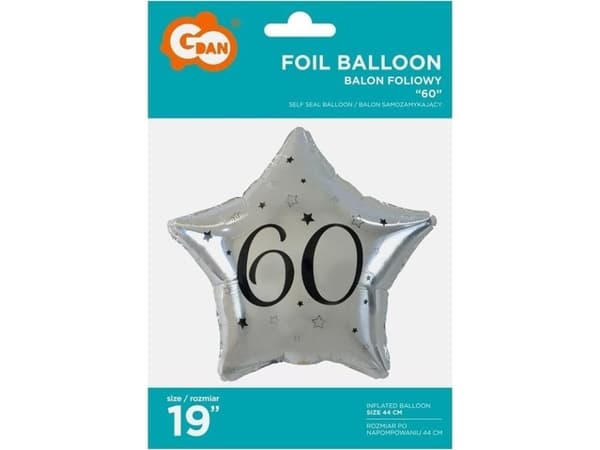 GoDan folio ilmapallo 60. tähti hopea