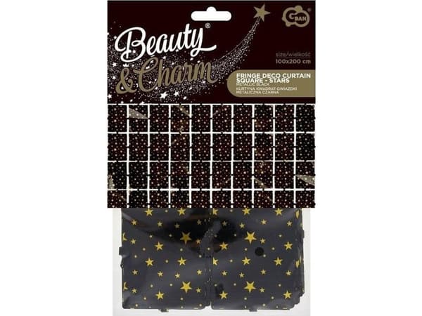 GoDan Gardin B&C stjerner metallic svart 100x200cm