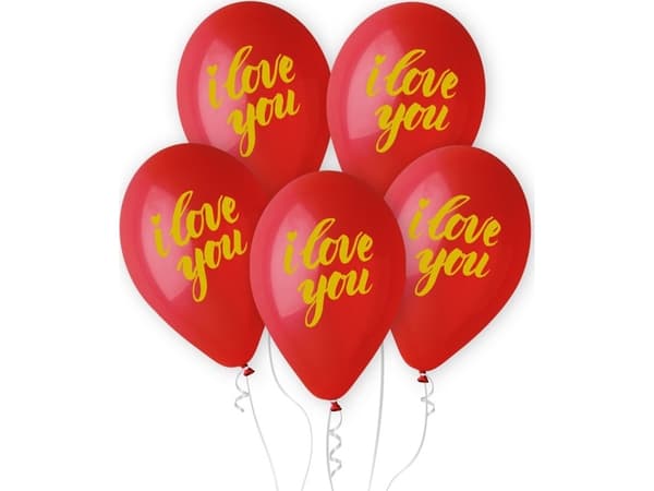 Gemar Premium Balloons Hel I Love You (gold lettering), 13 inches/ 5 pcs.