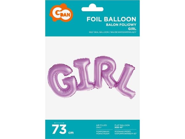 GoDan Folieballong Inscription GIRL, rosa, 73 cm