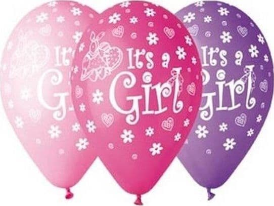 GMR It's a Girl painetut ilmapallot - 30 cm - 5 kpl universaali