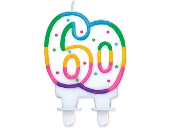 GoDan nummerlys "60" med PRIKKER (8 cm)