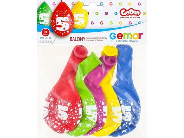 Gemar Balloons Number 5 BIRTHDAY, 5 pcs, 12 inches, hanging