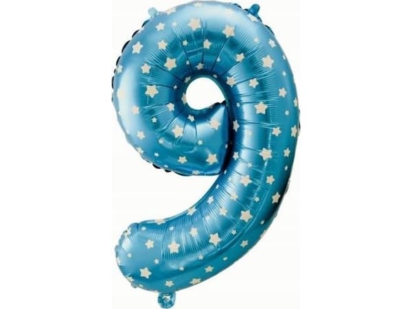 GoDan Folieballong "Number 9", blå med stjerner, 61cm p10