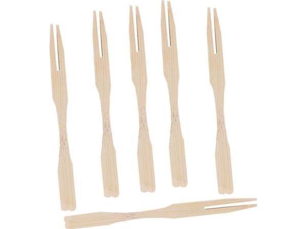 Excellent Houseware Puiset bambusta valmistetut alkupalahaarukat 9 cm 100 kpl