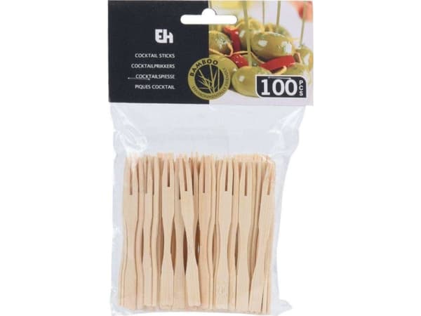 Excellent Houseware Puiset bambusta valmistetut alkupalahaarukat 9 cm 100 kpl