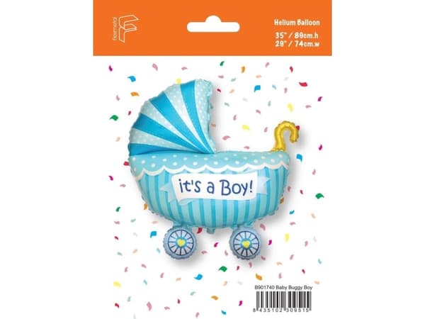 Flexmetal Folieballong 24" FX - "Boy's Stroller" (blå), pakket