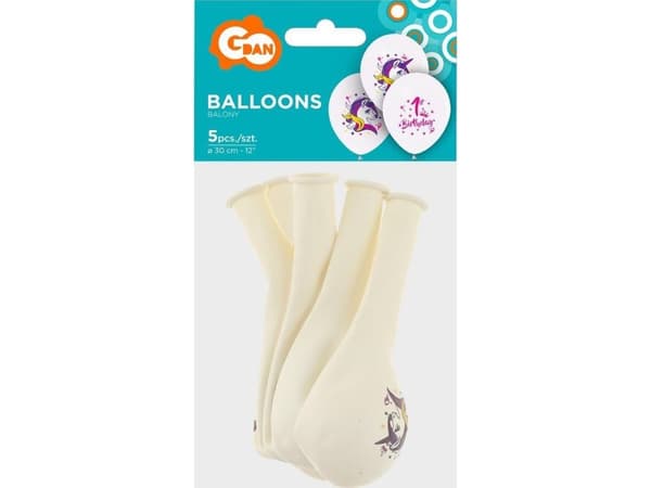 GoDan Latex ballonger Unicorn for en ettåring - 30 cm - 5 stk universal