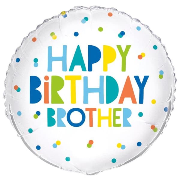 Unique Party Brother Round Happy Birthday Foil Balloon White/Blue/Yellow One Size