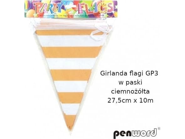 Penword GP3 STRIPPEDE FLAG GIRLAND MØRKEGULT 27, 5cmx10m Penword