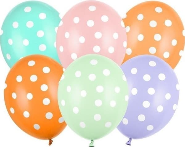 PartyDeco Latex ballonger 30 cm med prikker, 6 stk
