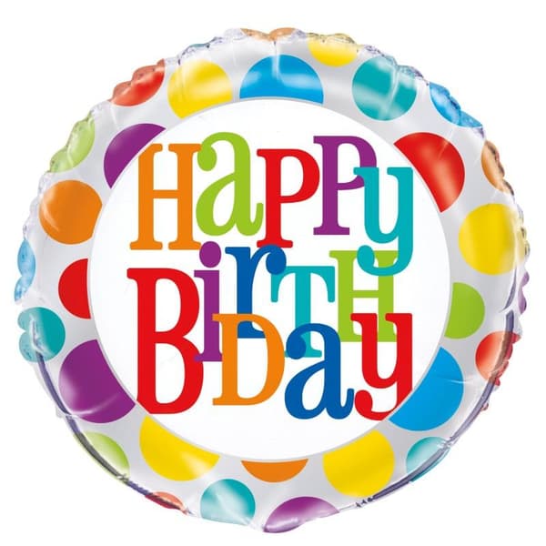 Unique Party Polka Dot Happy Birthday Foil Balloon Red/Blue/Purple One Size