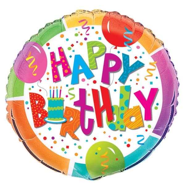 Unique Party Jamboree Round Happy Birthday Foil Balloon Multicoloured One Size