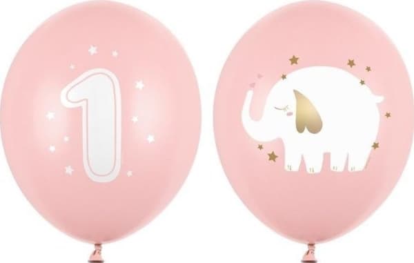 Lysrøde balloner 1 års fødselsdag, 50 stk