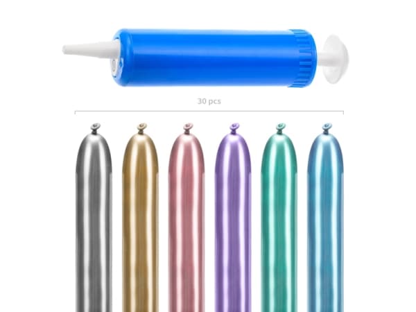 PartyDeco MBP1G-000, Toy balloon, Lateksi, Musta, Sininen, Kulta, Vihreä, Ruusukulta, Violetti, Juhlateema, Muotoiltava ilmapallo, 50 mm