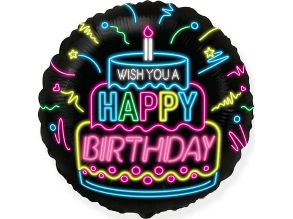 GoDan Balon foliowy 18" FX Happy Birthday NEON Godan