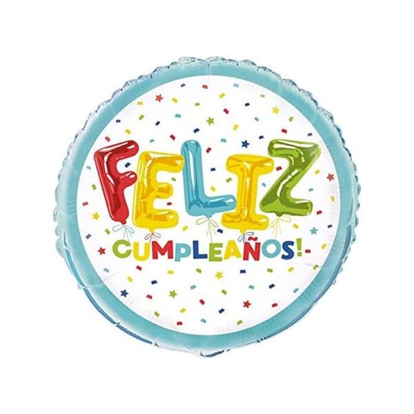 Unique Party Feliz Cumpleanos Foil Balloon White/Blue One Size