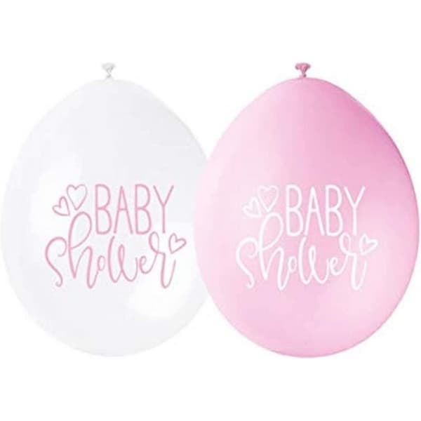 Unique Party Latex-baby shower-balloner (pakke med 10) Pink/White One Size