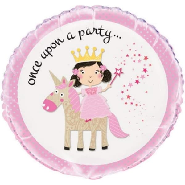 Unique Party Once Upon A Party Folieballonger med prinsessan Enhörning White/Pink One Size