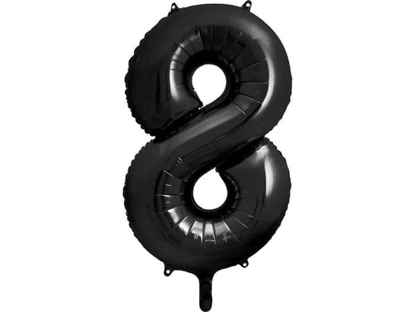 Party Deco FOLIEBALLONG NUMMER 8, SVART, 86CM