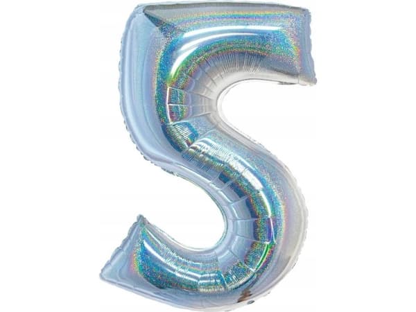 GoDan folieballong B_C Numeral5 holografisk silver CH-BHS5 44789