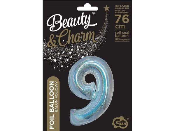GoDan Foil balloon B_C Cyfra9 hologram silver CH-BHS9 44864