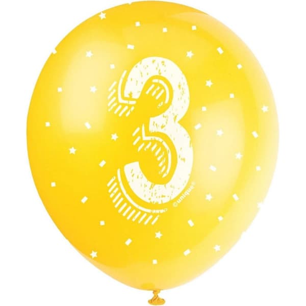 Unique Party Latex Pearlised 3rd Birthday Balloons (Pack of 5) Multicoloured One Size