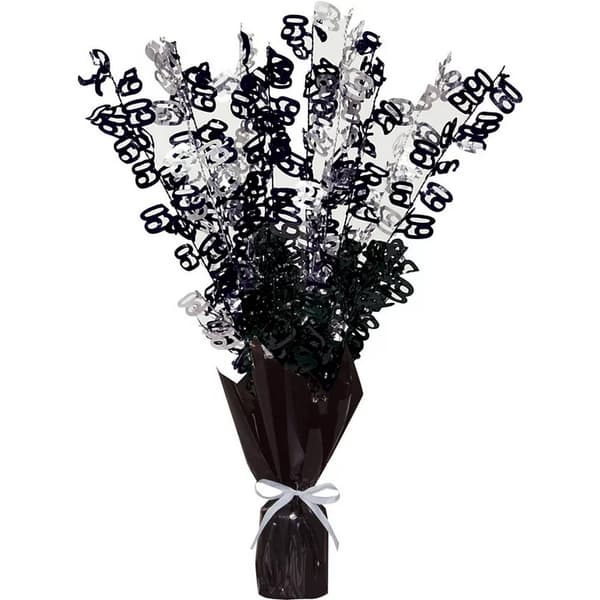 Unique Party Glitz 80th Balloon Weight Centrepiece Black/Silver One Size