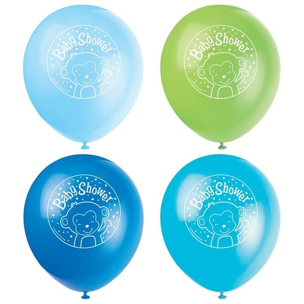 Unique Party Latex Monkey Baby Shower Balloons (Pack of 8) Blue/Green One Size