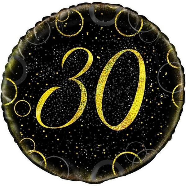 Unique Party Glitz 30th Birthday Foil Balloon Black/Yellow One Size