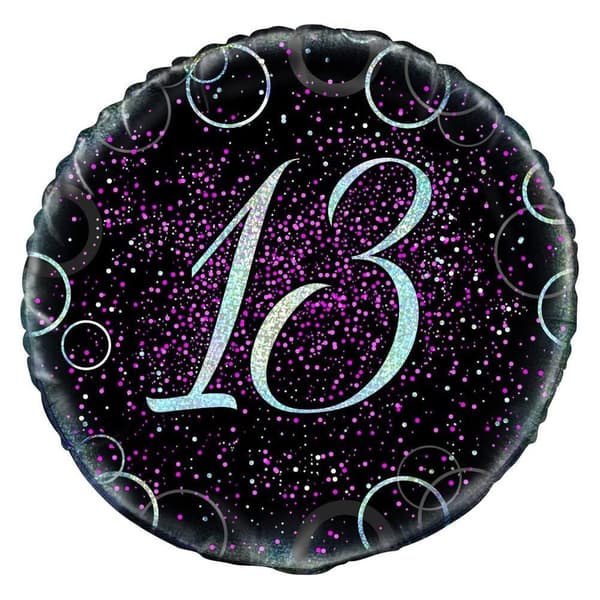 Unique Party Glitter 13th Birthday Folieballong