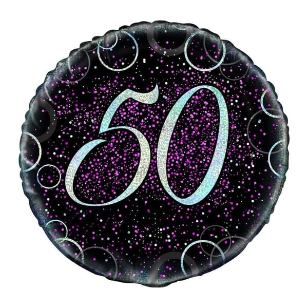 Unique Party Glitz 50th Birthday Folieballong Black/Pink One Size